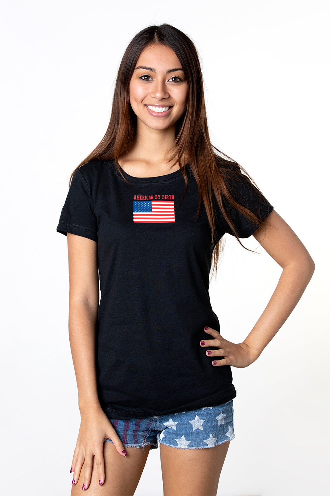 Women's American by Birth, Texan by the Grace of God Black T