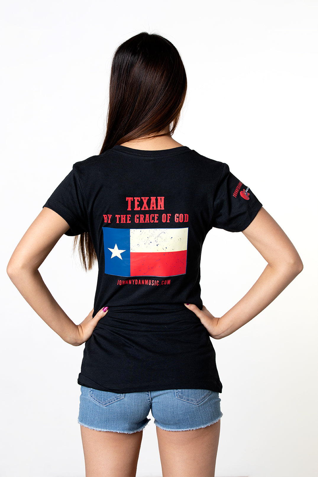 Women's American by Birth, Texan by the Grace of God Black T
