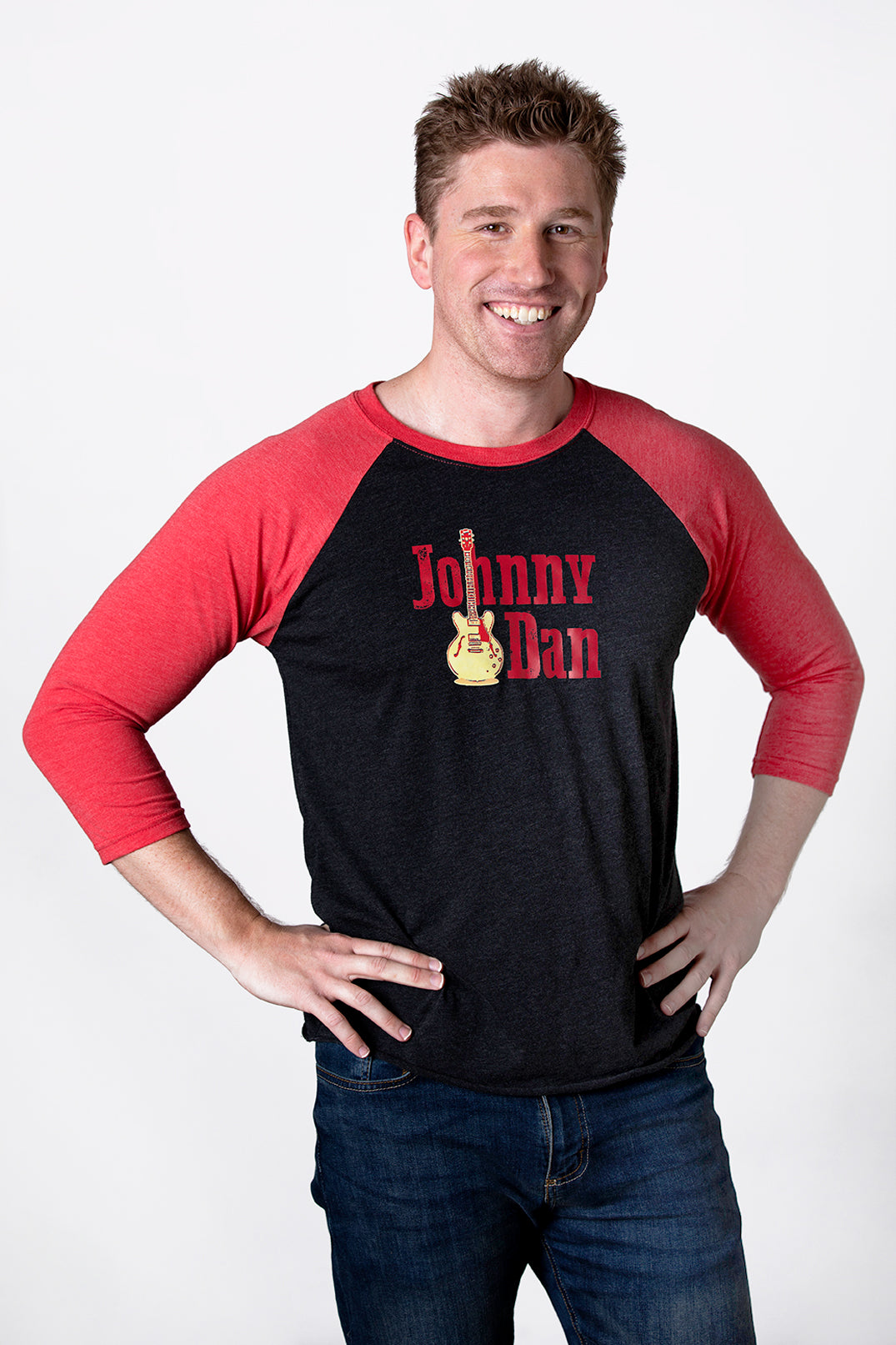 Men's Johnny Dan American by Birth Red Black Baseball T