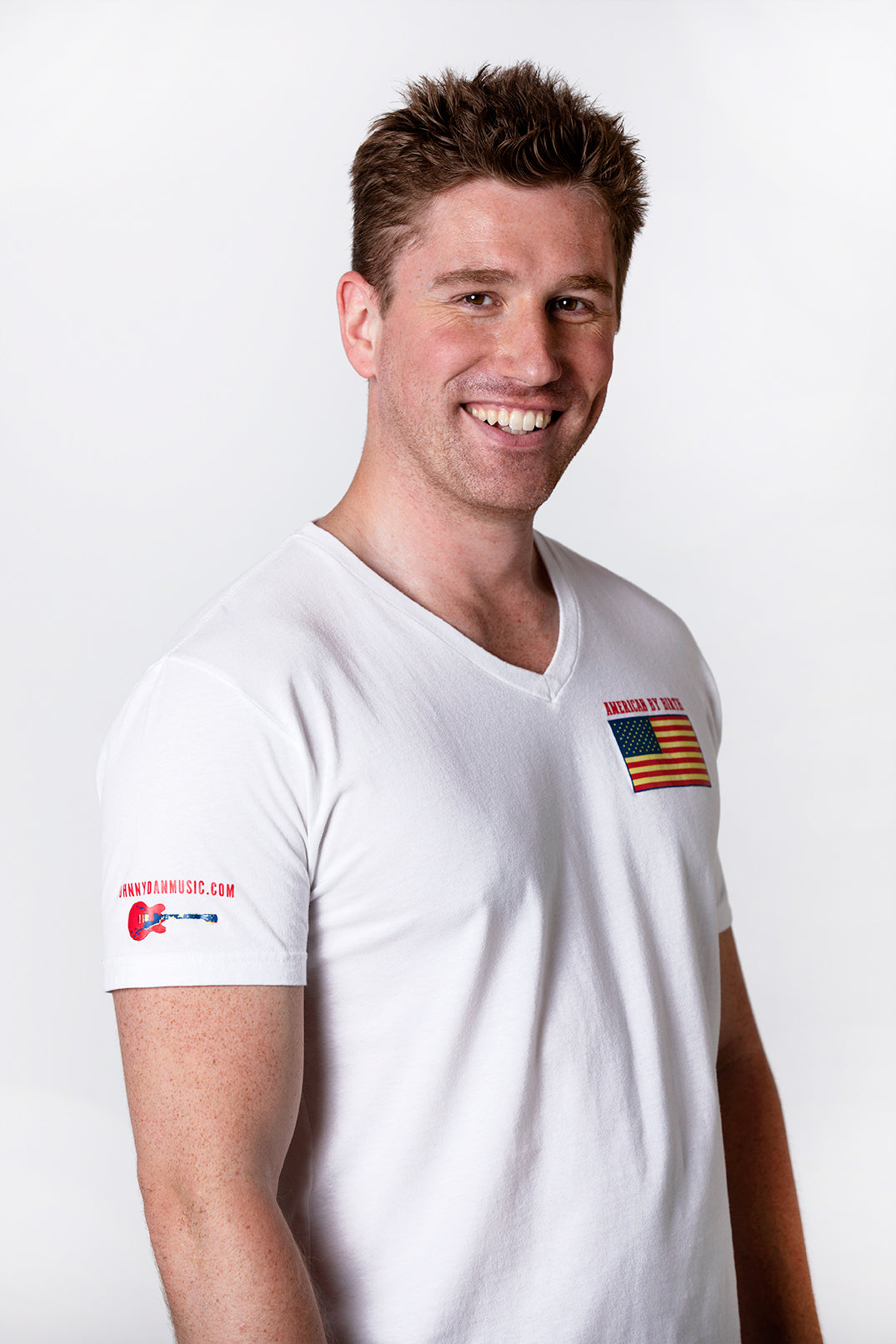 Men's American by Birth, Texan by the Grace of God White V Neck