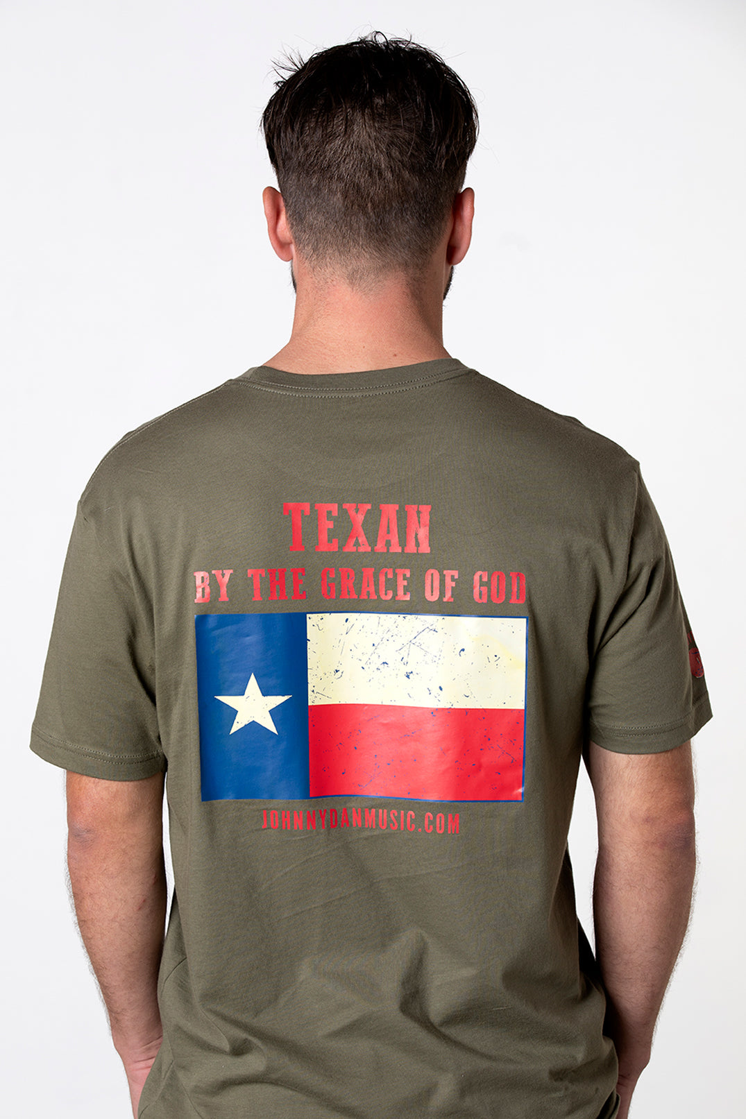 Men's American by Birth, Texan by the Grace of God Green T