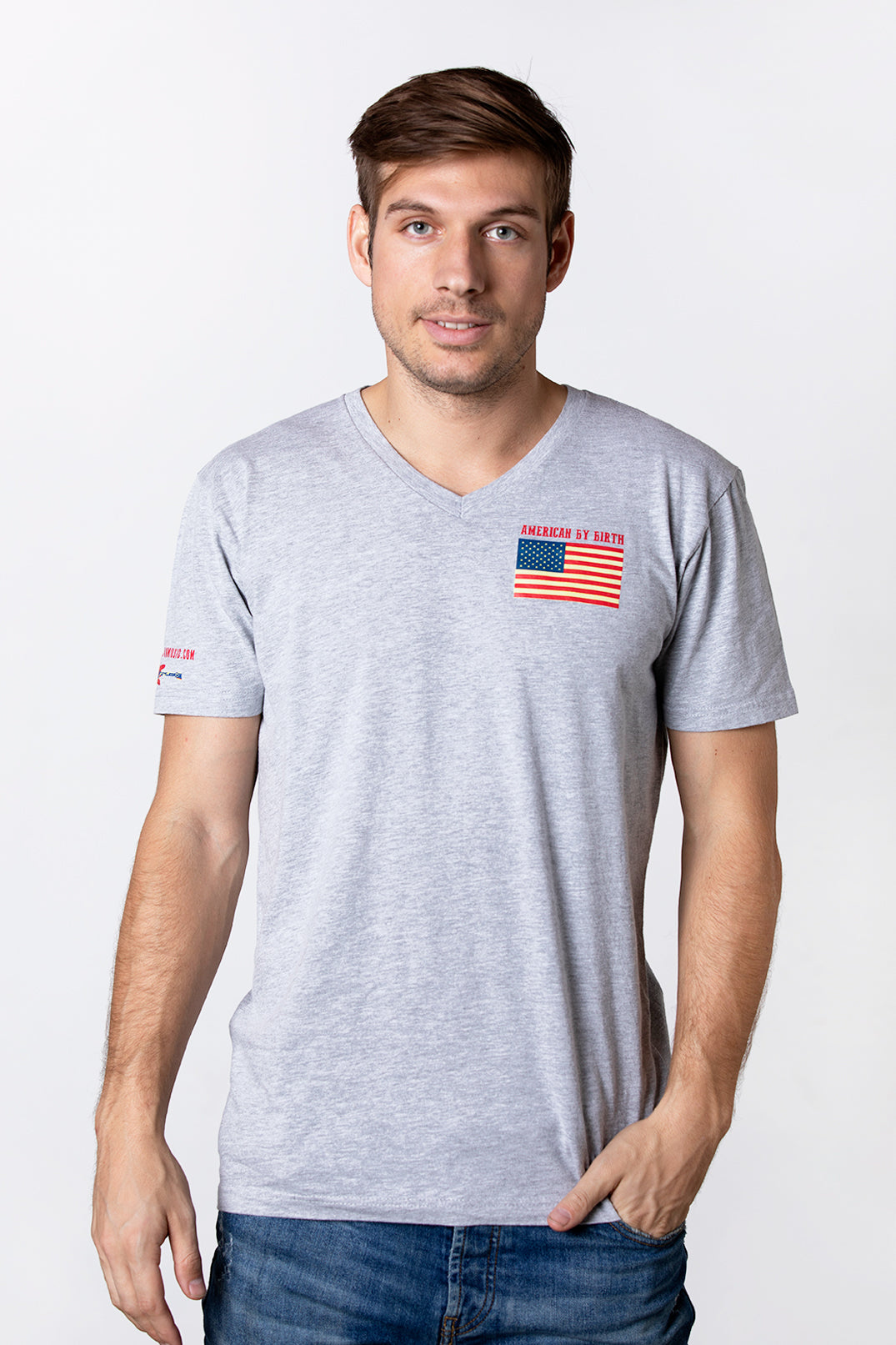 Men's American by Birth Grey V Neck
