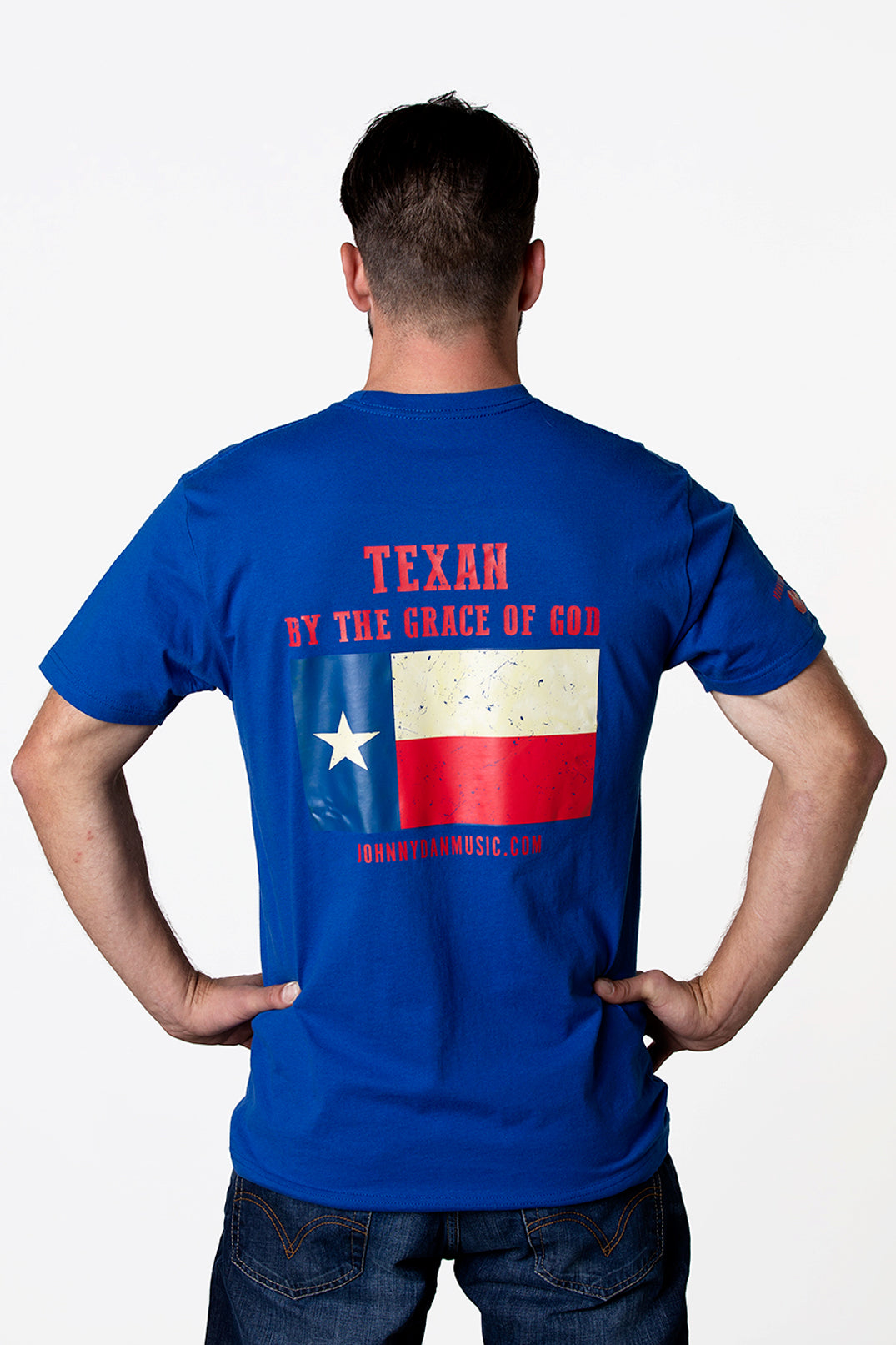 Men's American by Birth, Texan by the Grace of God Blue T