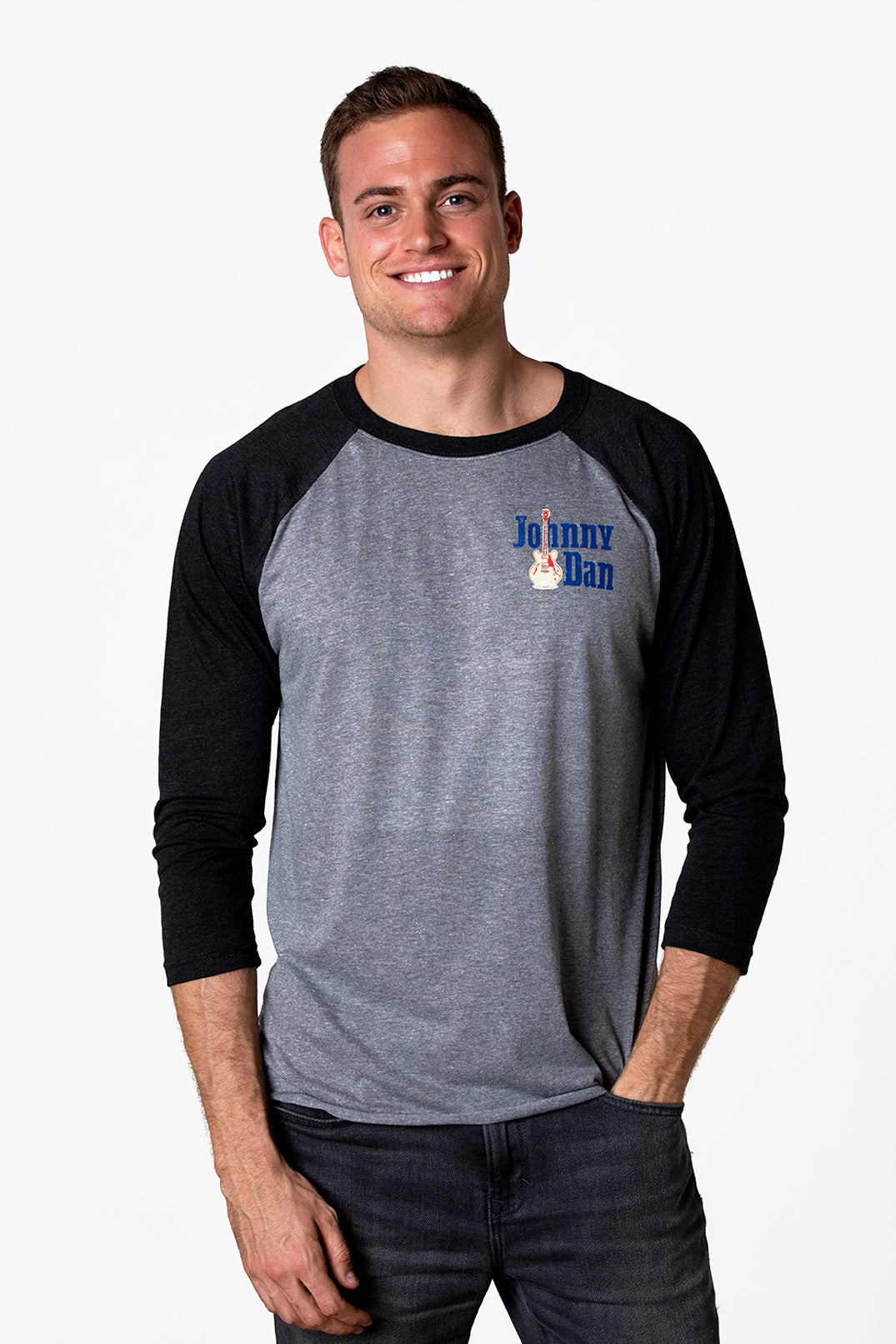 Men's Johnny Dan Grey Black Baseball T