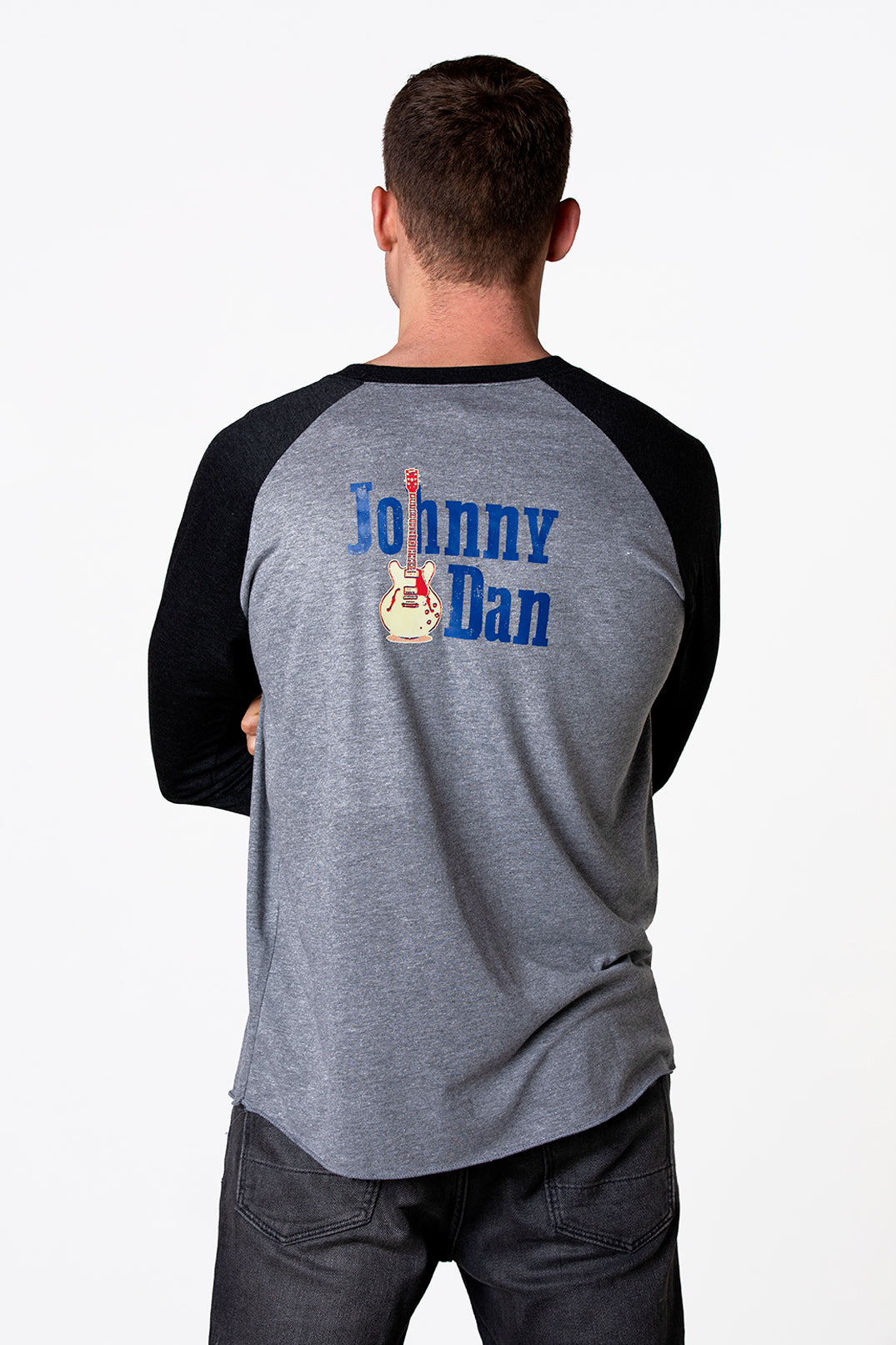 Men's Johnny Dan Grey Black Baseball T