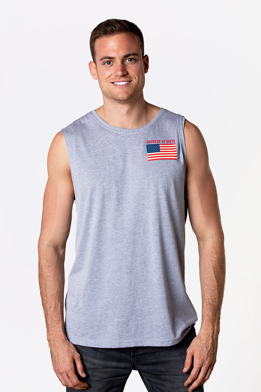 Men's Grey Sleeveless Texan by the Grace of God T