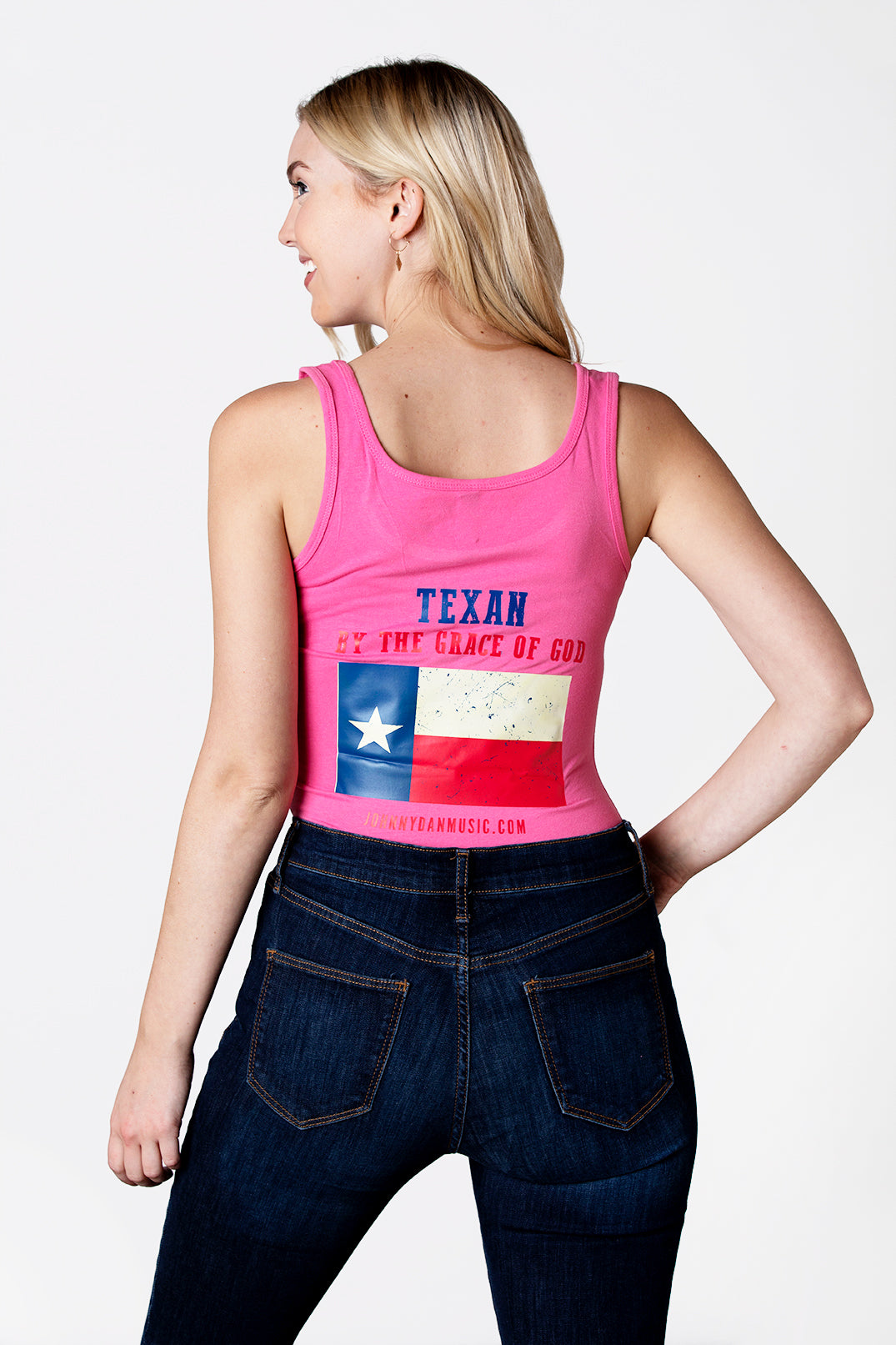 Women's American by Birth, Texan by the Grace of God Pink Tank