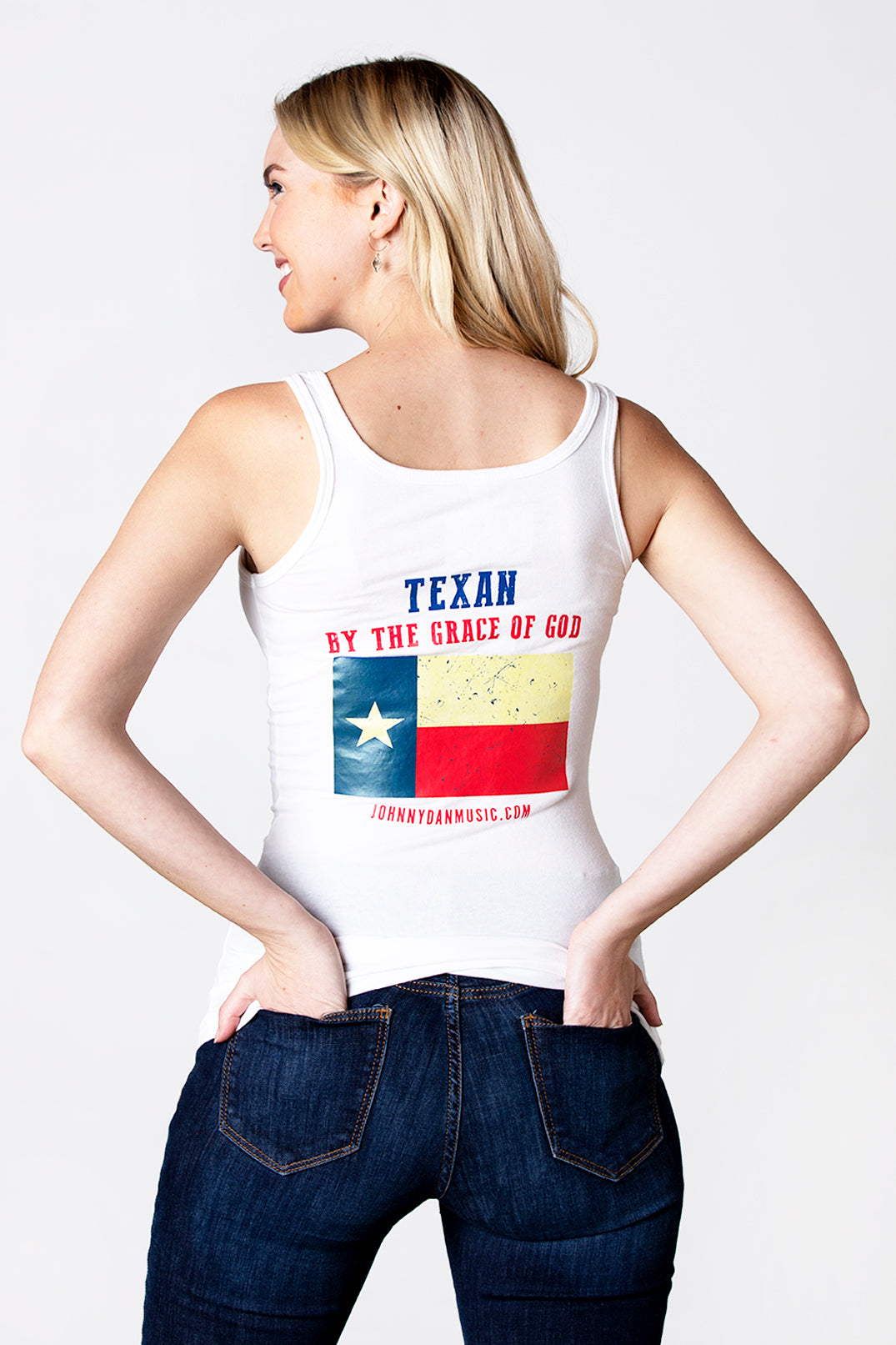 Women's Johnny Dan Texan by the Grace of God White Tank