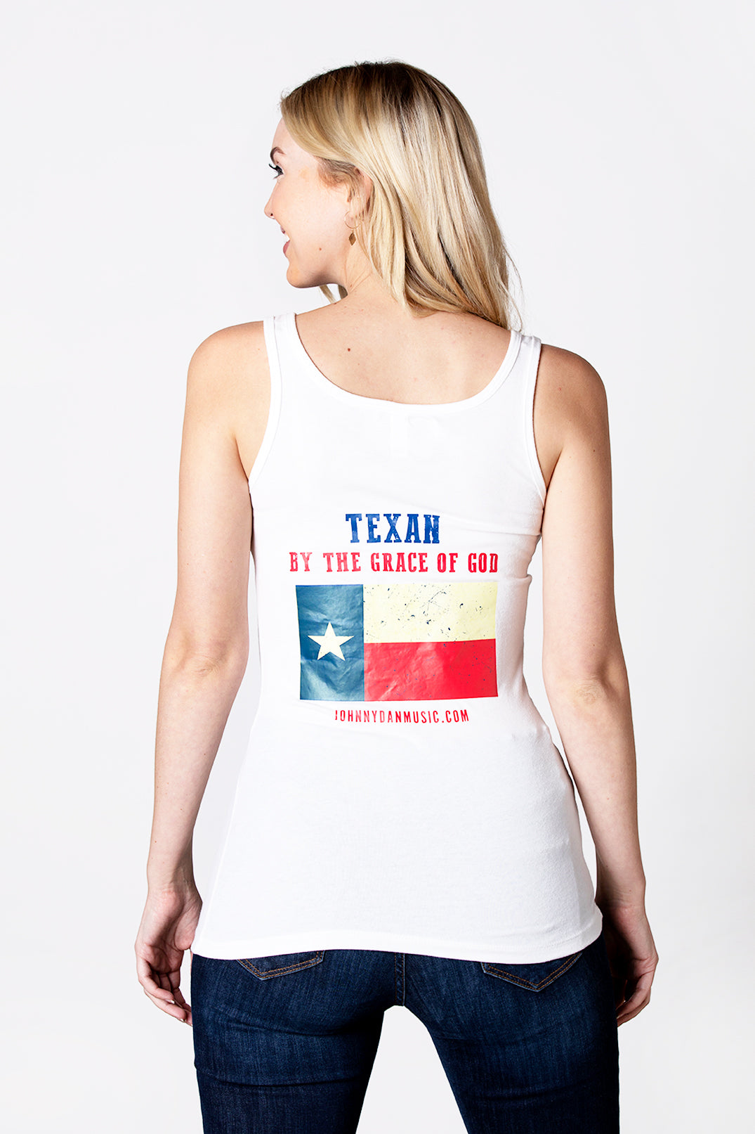 Women's Texan by the Grace of God White Tank