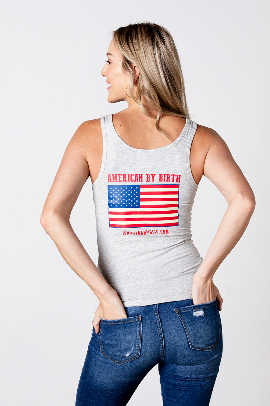 Women's American by Birth Grey Tank