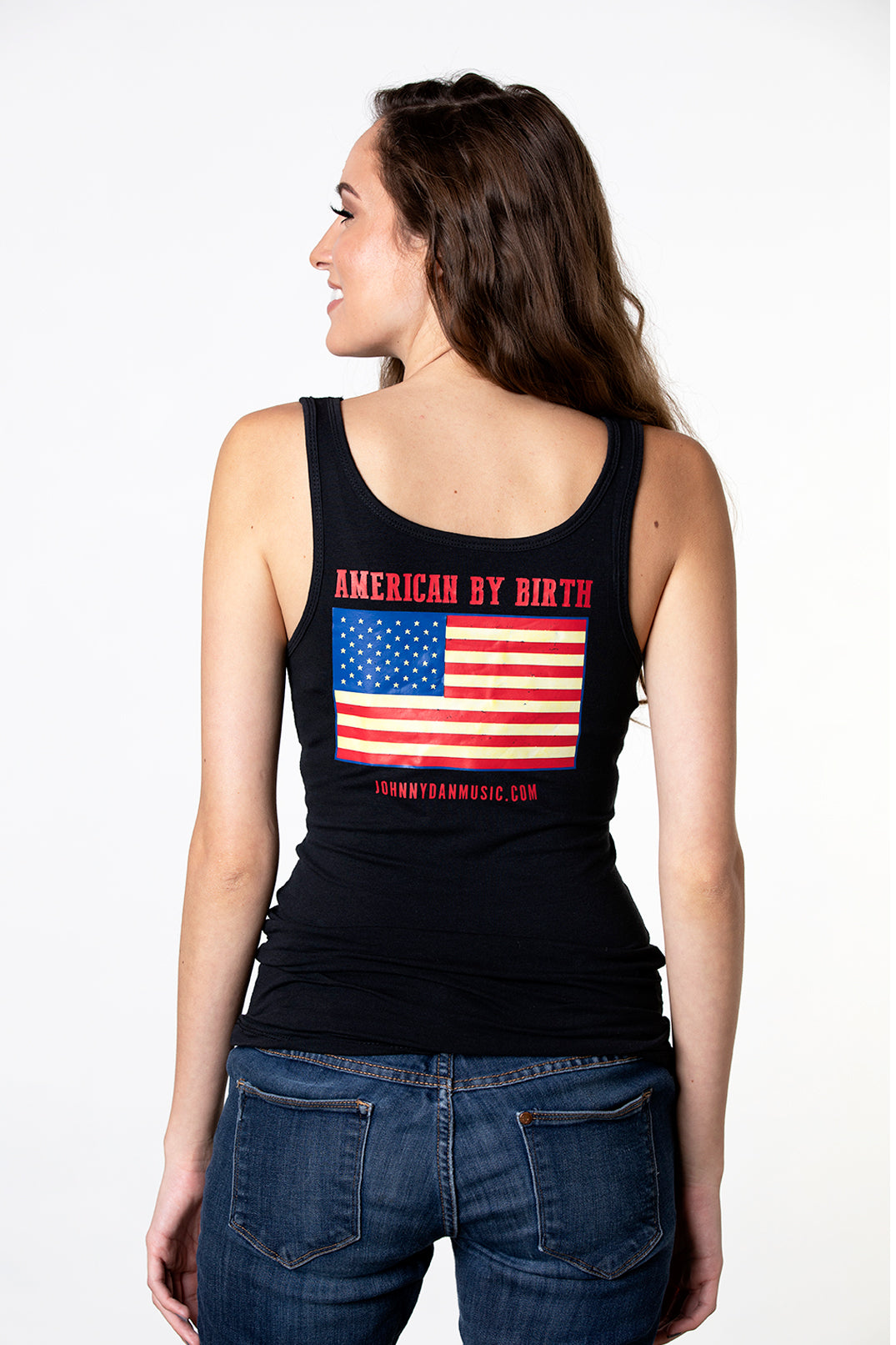 Women's Black Johnny Dan American by Birth Tank