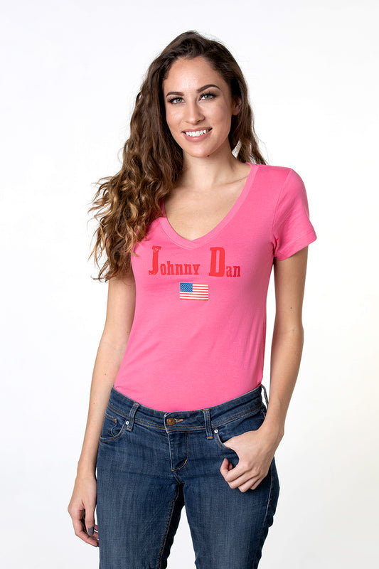 Women's Johnny Dan American by Birth Pink V Neck