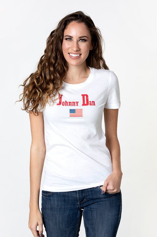 Women's Johnny Dan American By Birth White T