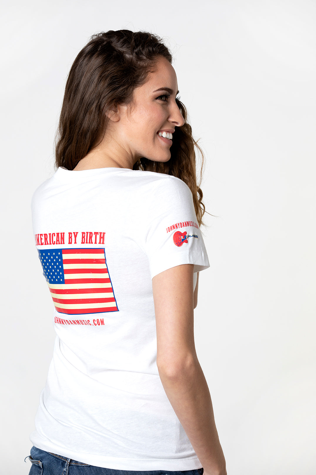 Women's Johnny Dan American By Birth White T