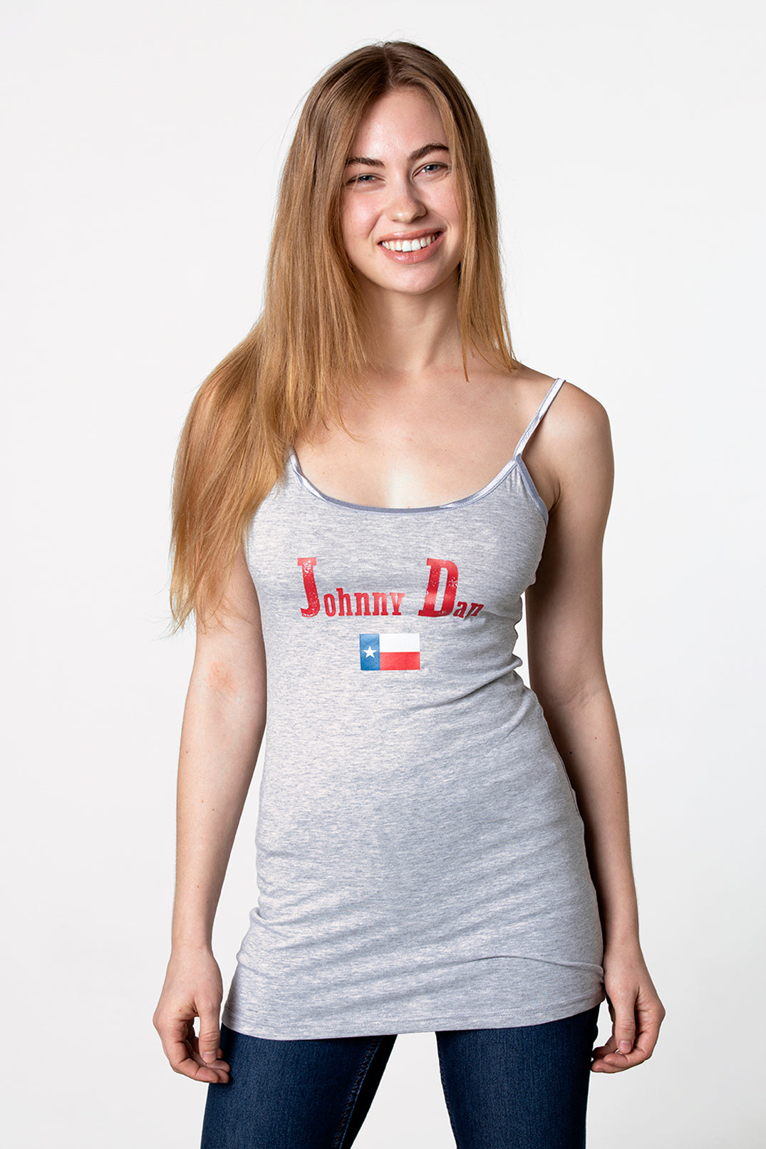 Women's Johny Dan Texas Grey Spaghetti Strap Tank