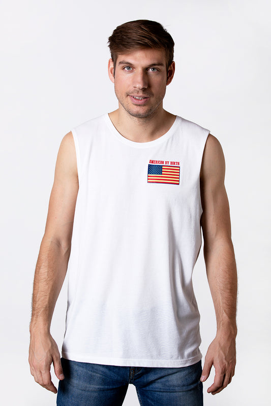 Men's American by Birth, Texan by the Grace of God White Sleeveless T