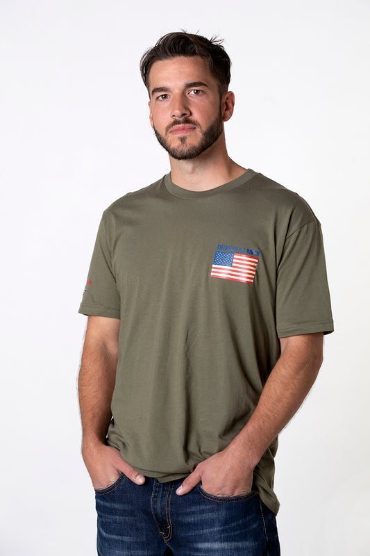 Men's American by Birth, Texan by the Grace of God Green T