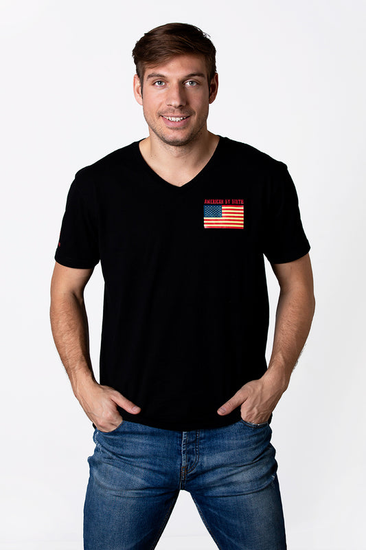 Men's American by Birth, Texan by the Grace of God Black V Neck