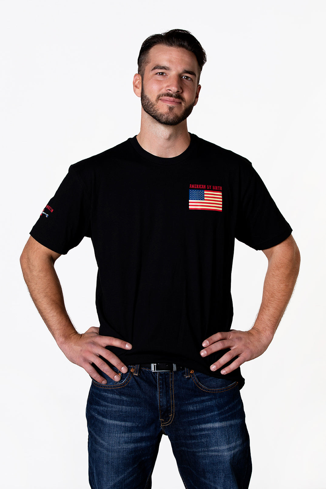 Men's American by Birth, Texan by the Grace of God Black T