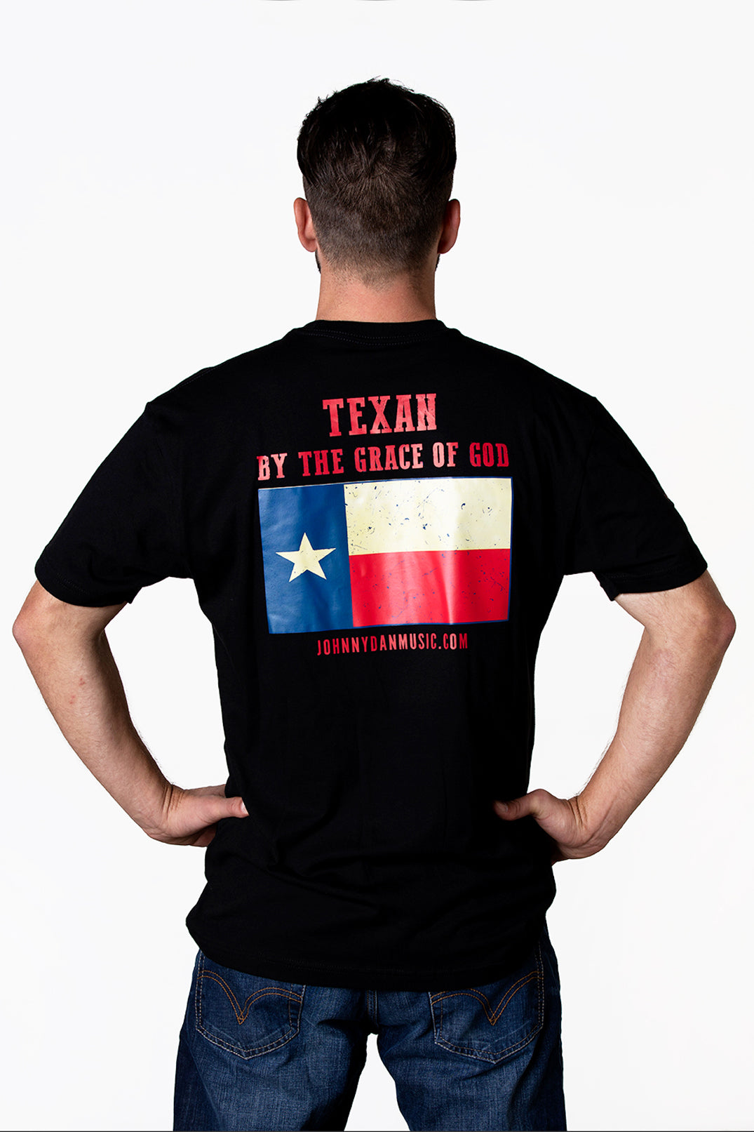 Men's American by Birth, Texan by the Grace of God Black T