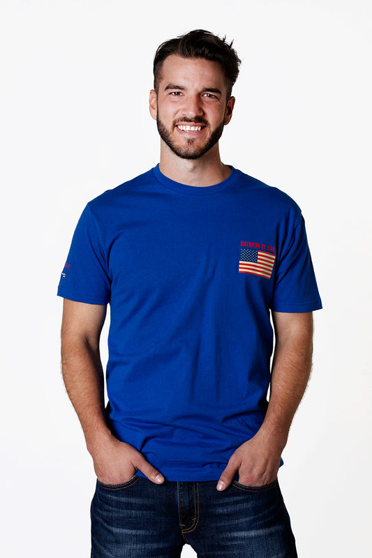 Men's American by Birth, Texan by the Grace of God Blue T