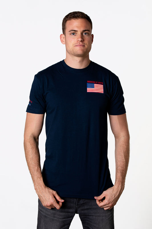 Men's American by Birth, Texan by the Grace of God Navy T
