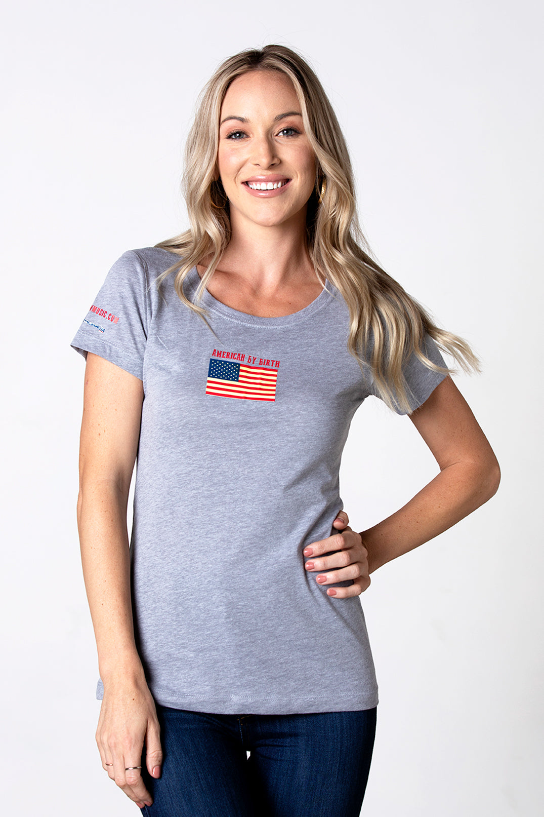 Women's American by Birth Grey T