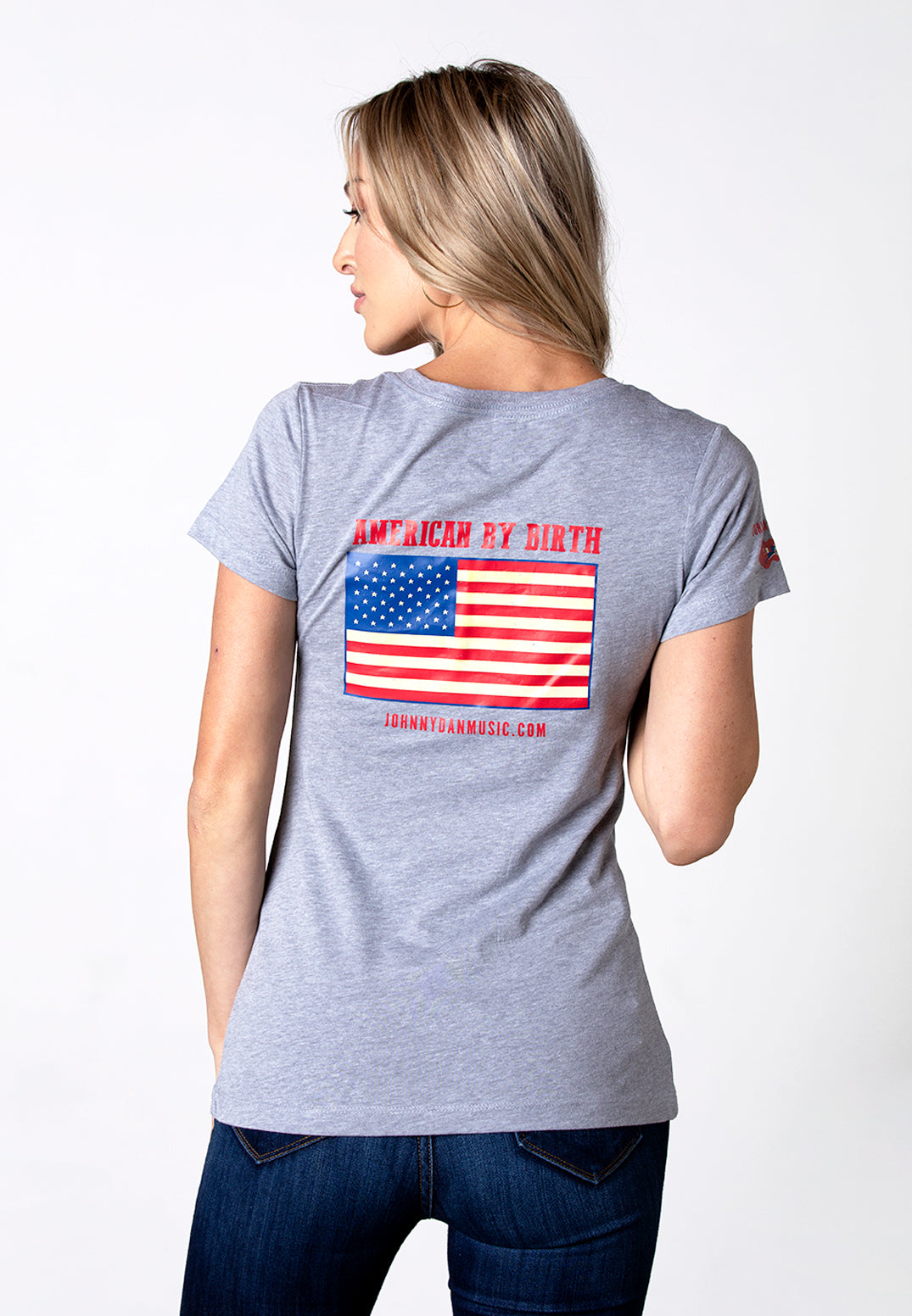 Women's American by Birth Grey T