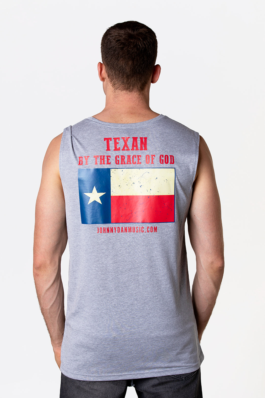 Men's Grey Sleeveless Texan by the Grace of God T