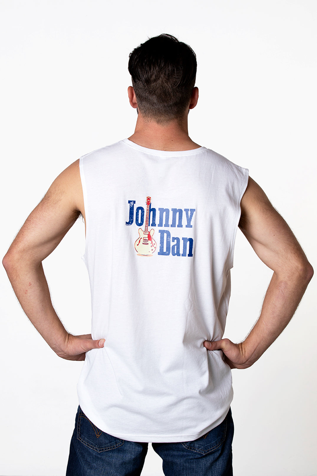 Men's Johnny Dan White Sleeveless T