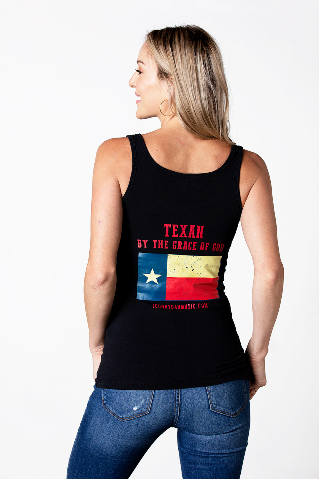 Women's Texan by the Grace of God Black Tank