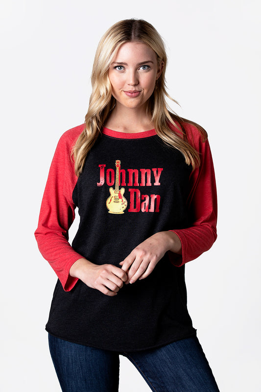 Women's Johnny Dan American by Birth Red Black Baseball T