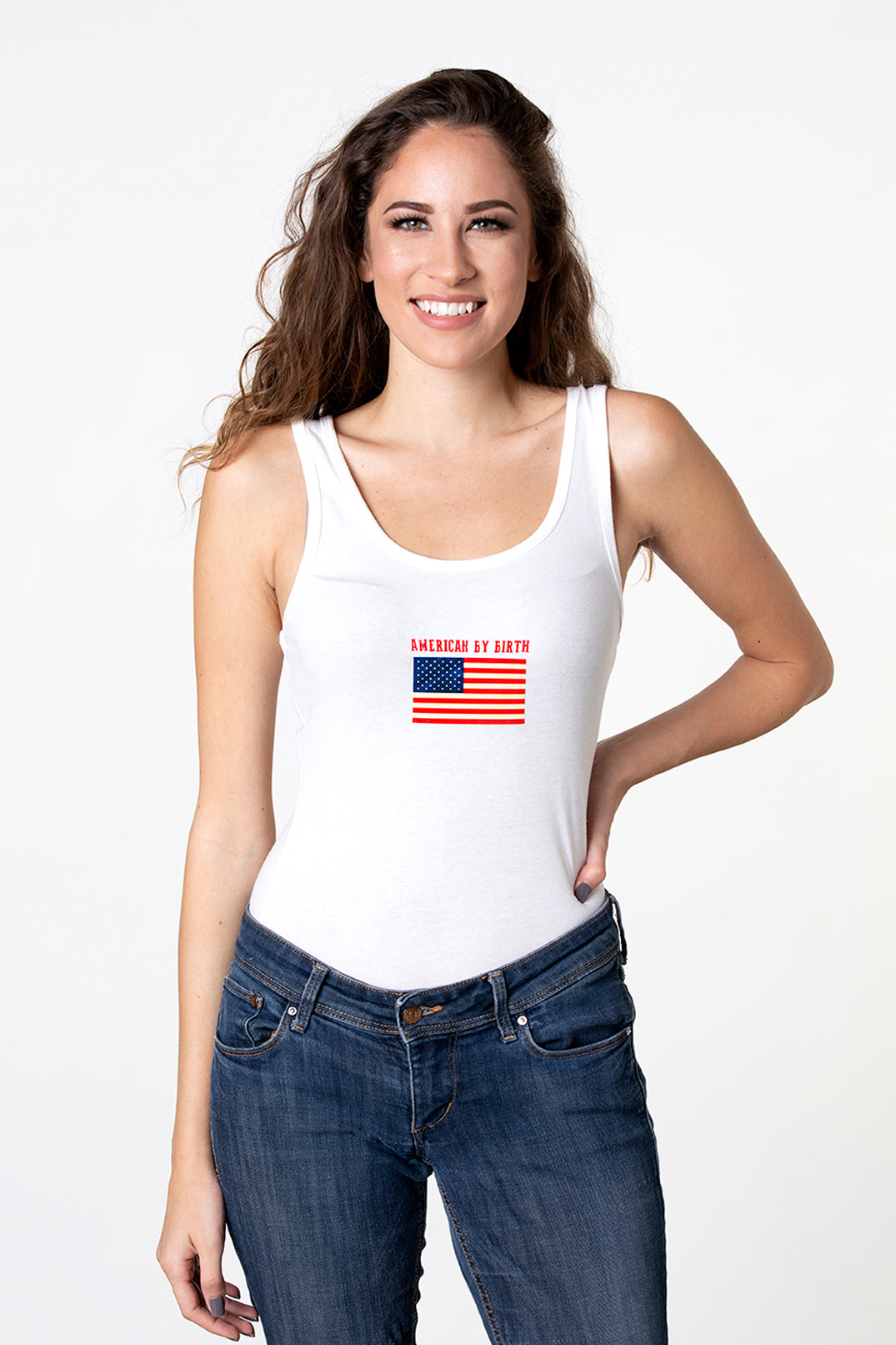 Women's American by Birth, Texan by the Grace of God White Tank