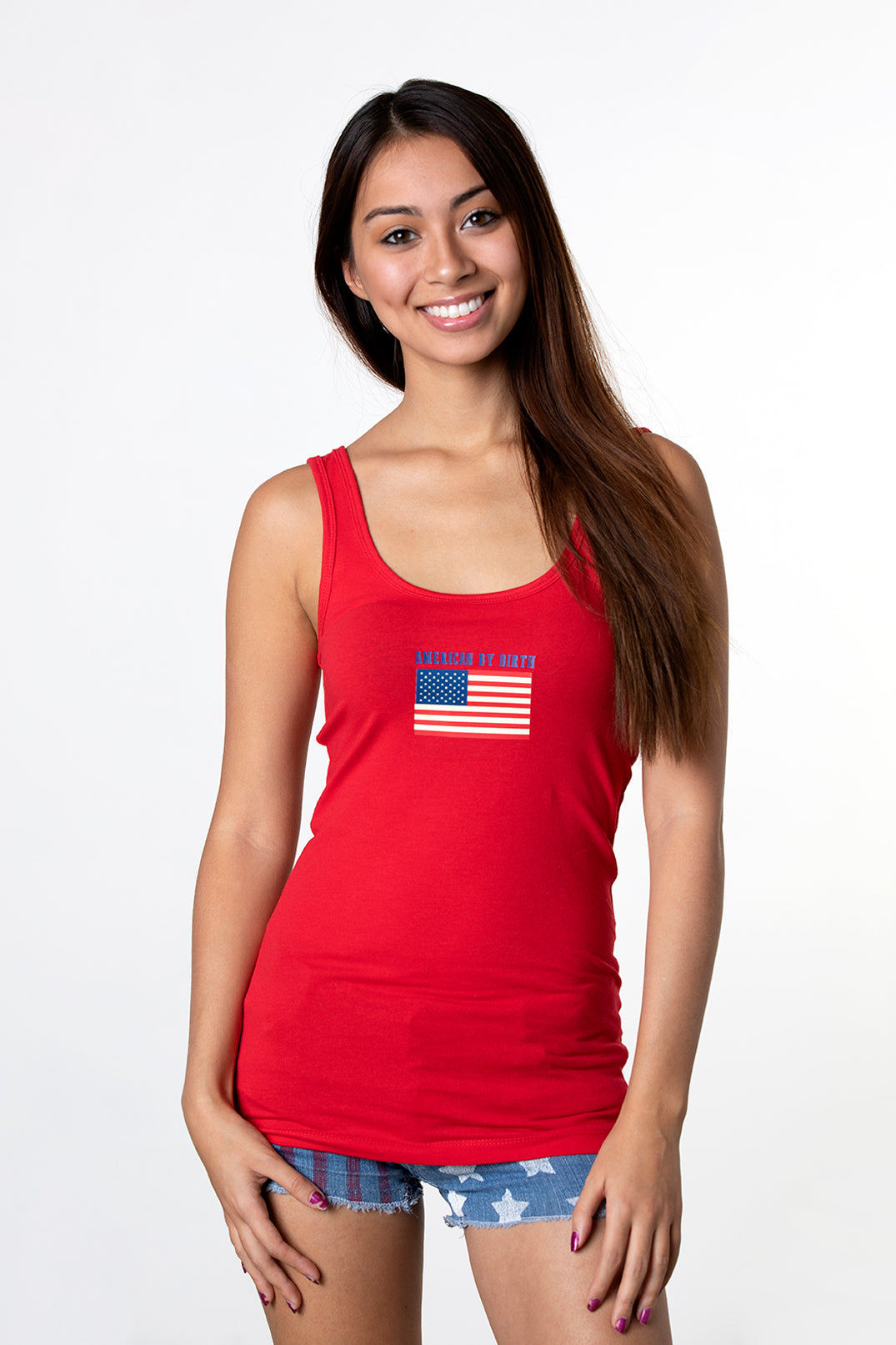 Women's American by Birth, Texan by the Grace of God Red Tank